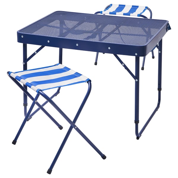 STRANDÖN Folding table set, blue