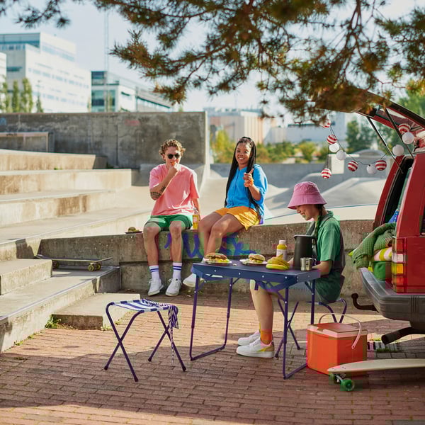STRANDÖN Folding table set, blue