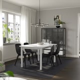 STRANDTORP / ODGER Table and 4 chairs, white/anthracite, 150/205/260 cm