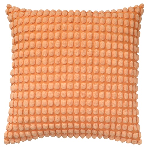 SVARTPOPPEL light orange cushion, soft textured, square shape, recycled polyester.