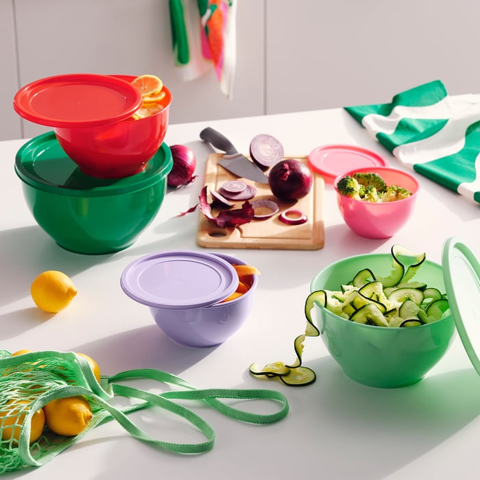 TABBERAS bowl with lid, set of 5, mixed colours IKEA
