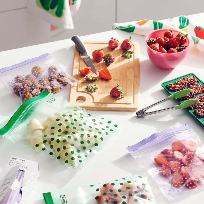 TABBERAS resealable bag, green/lilac IKEA