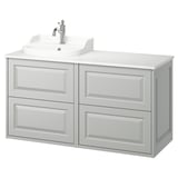 TÄNNFORSEN / RUTSJÖN Wash-stand/wash-basin/tap, light grey/white marble effect, 122x49x76 cm