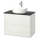 TÄNNFORSEN / TÖRNVIKEN Wash-stnd w drawers/wash-basin/tap, white/black marble effect, 82x49x79 cm
