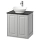 TÄNNFORSEN / VÄSTERSJÖN Wash-stnd w doors/wash-basin/tap, light grey/black marble effect, 62x49x79 cm
