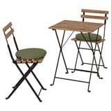 TÄRNÖ Table+2 chairs, outdoor, black/light brown stained/Frösön/Duvholmen dark beige-green