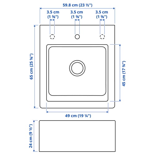 Illustration with measurements for the product: TALLSJÖN.