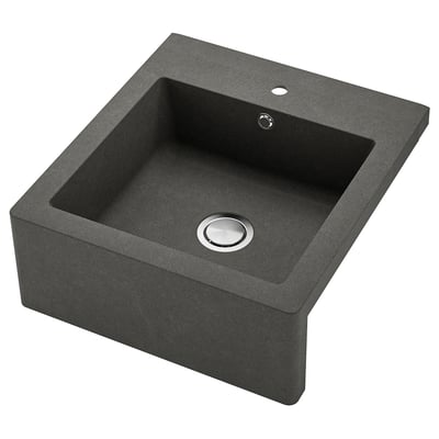 TALLSJÖN Sink bowl w visible front, dark grey/stone effect, 60x65 cm