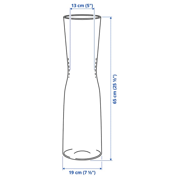 TIDVATTEN Vase, clear glass, 65 cm