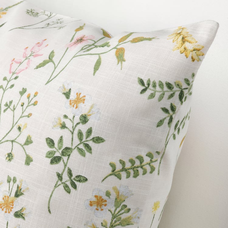 TIMJANSMOTT Cushion cover, offwhite/floral pattern, 50x50 cm IKEA