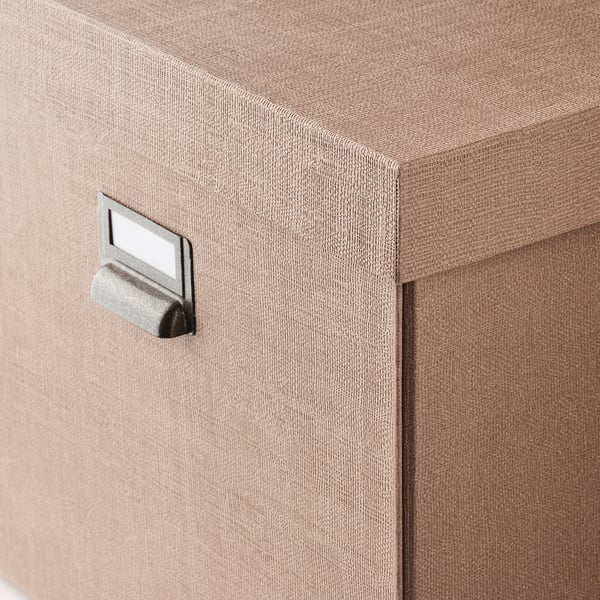TJOG Storage box with lid, dark beige, 32x31x30 cm