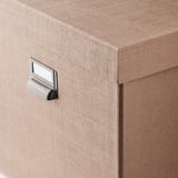 TJOG Storage box with lid, dark beige, 32x31x30 cm