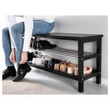 TJUSIG Bench with shoe storage, black, 108x34x50 cm