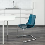 TOBIAS Chair, blue/chrome-plated