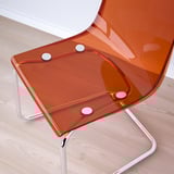 TOBIAS Chair, brown-red/chrome-plated