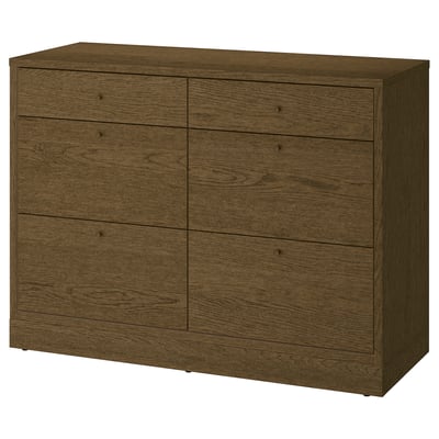 TONSTAD Chest of 6 drawers, brown stained oak veneer, 120x47x90 cm