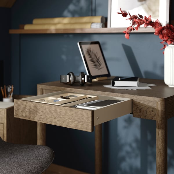 TONSTAD Desk, brown stained oak veneer, 75x60 cm
