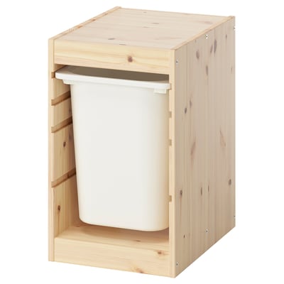 TROFAST Storage combination with box, light white stained pine/white, 32x44x52 cm