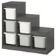 Option: TROFAST Storage combination with boxes, grey white/grey, 99x44x94 cm