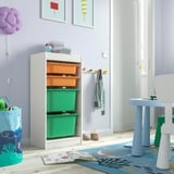 TROFAST Storage combination with boxes, white light orange/bright green, 46x30x94 cm