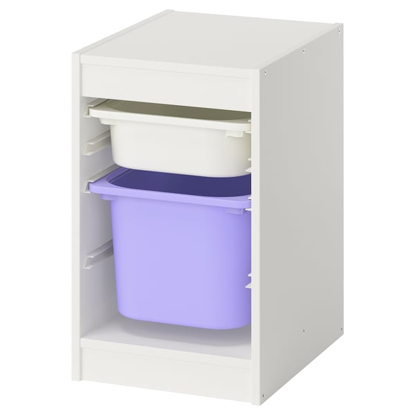 TROFAST Storage combination with boxes, white/lilac, 34x44x56 cm