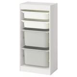TROFAST Storage combination with boxes, white white/grey, 46x30x94 cm