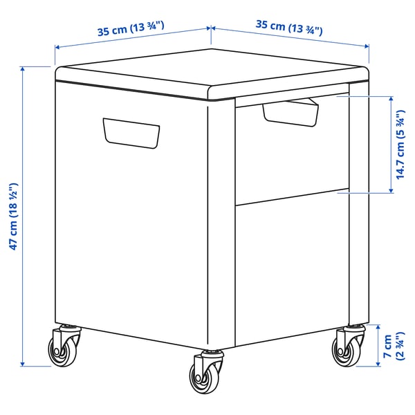 TROTTEN Storage unit on castors, white, 35x47 cm