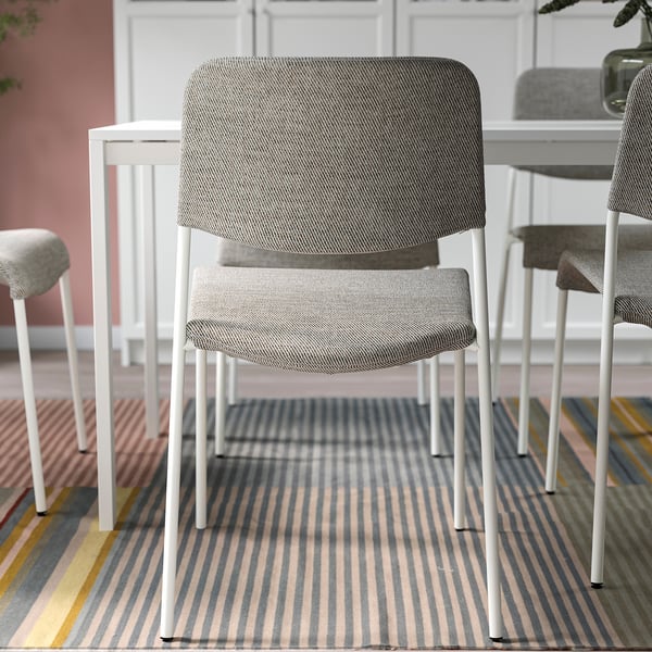 UDMUND Chair, white/Viarp beige/brown
