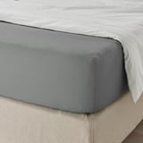 ULLVIDE Fitted sheet, grey, 160x200 cm