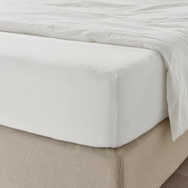 ULLVIDE Fitted sheet, white, 90x200 cm