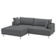 UPPÅKRA 3-seat modular sofa, with chaise longue, left/Johanneshov dark grey