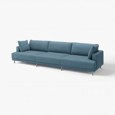 Modern blue UPPÅKRA sofa with deep cushions and silver legs.