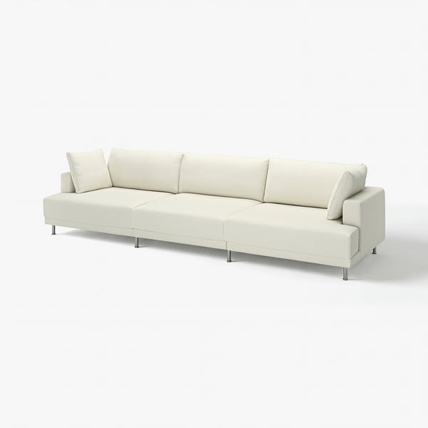 UPPÅKRA cream sofa, modern minimalist design, with plush cushions and chrome legs.