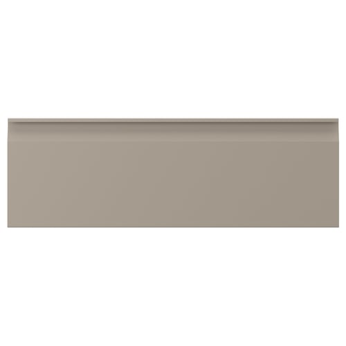 UPPLÖV beige kitchen cabinets with sleek handles and chamfered edges.
