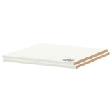 White UTRUSTA shelf, melamine, scratch-resistant, sturdy particleboard core, plastic edging.