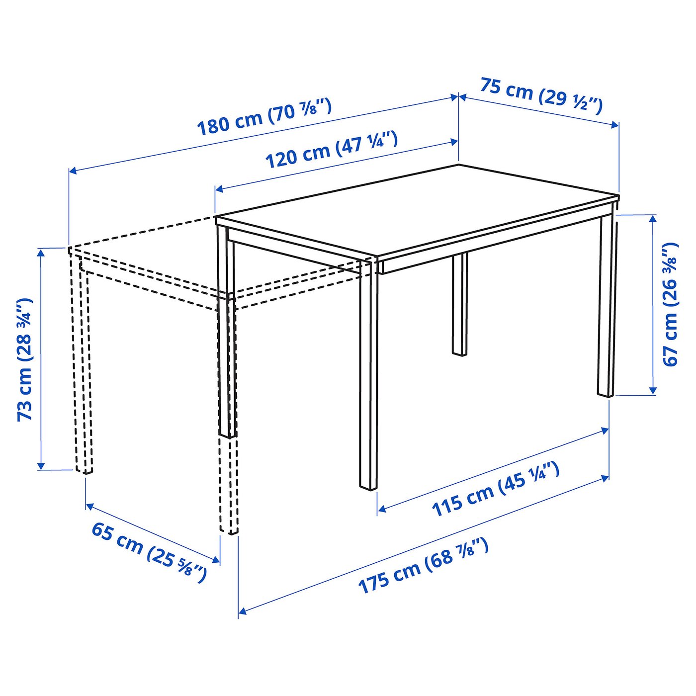 VANGSTA extendable table, white, 120/180x75 cm - IKEA