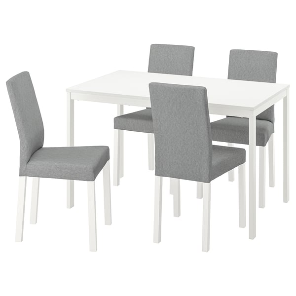 VANGSTA / KÄTTIL Table and 4 chairs, white/Knisa light grey, 120/180 cm