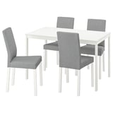 VANGSTA / KÄTTIL Table and 4 chairs, white/Knisa light grey, 120/180 cm