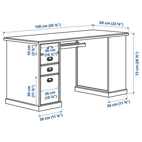 Illustration with measurements for the product: VEBJÖRN.