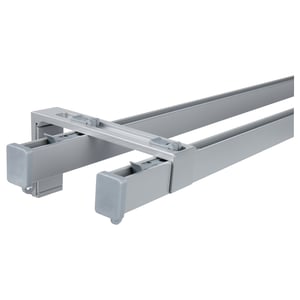 A silver VIDGA double curtain rod system. It includes two horizontal rails and supporting brackets, designed to hold multiple curtain layers.
