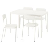 VIHALS / VIHALS Table and 4 chairs, white/white, 120/180x74 cm