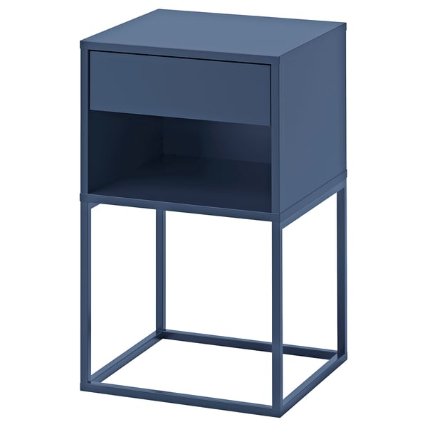 VIKHAMMER Bedside table, blue, 40x39 cm