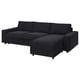 VIMLE 3-seat sofa-bed with chaise longue, with wide armrests/Saxemara black-blue