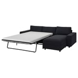 VIMLE 3-seat sofa-bed with chaise longue, with wide armrests/Saxemara black-blue