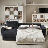 VIMLE 3-seat sofa-bed with chaise longue, with wide armrests/Saxemara black-blue