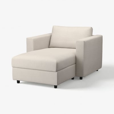 VIMLE cream sofa, modern minimalist design, beige fabric, l-shape with storage.