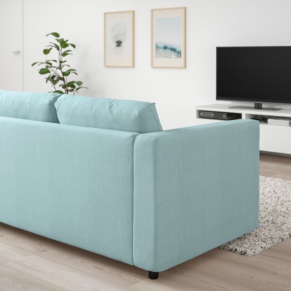 VIMLE Corner sofa, 4-seat, Saxemara light blue