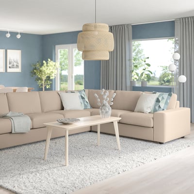VIMLE Corner sofa, 5-seat, with wide armrests/Hallarp beige