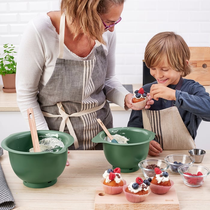 VISPAD mixing bowl, set of 2, dark green - IKEA