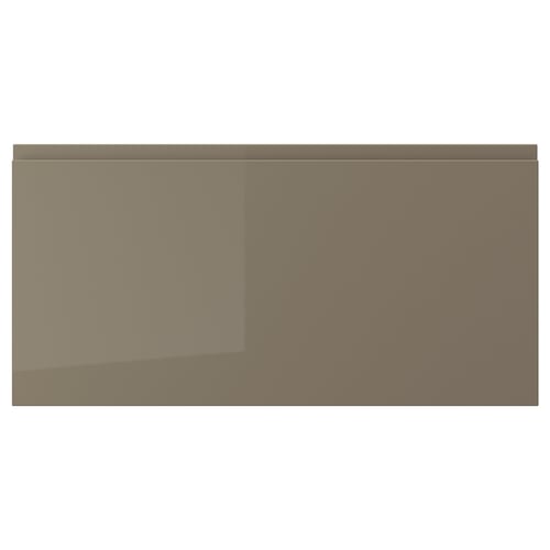 VOXTORP drawer front, dark grey-brown, glossy finish, rectangular shape, sleek design, easy to clean.